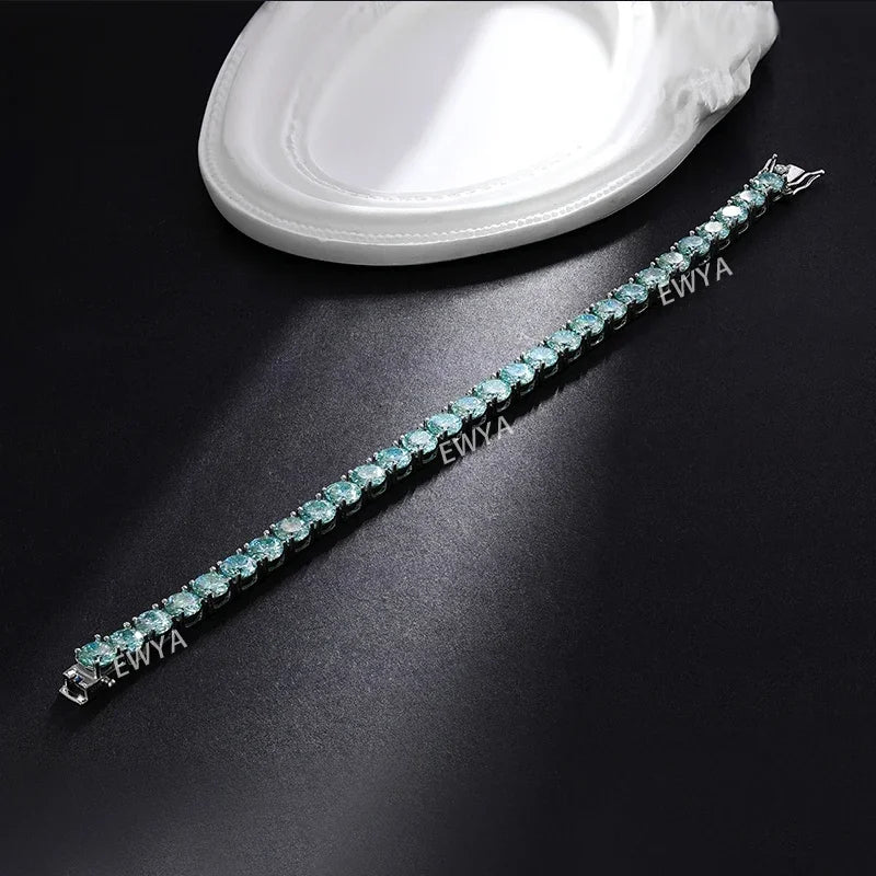 Pulsera de Moissanita Azul