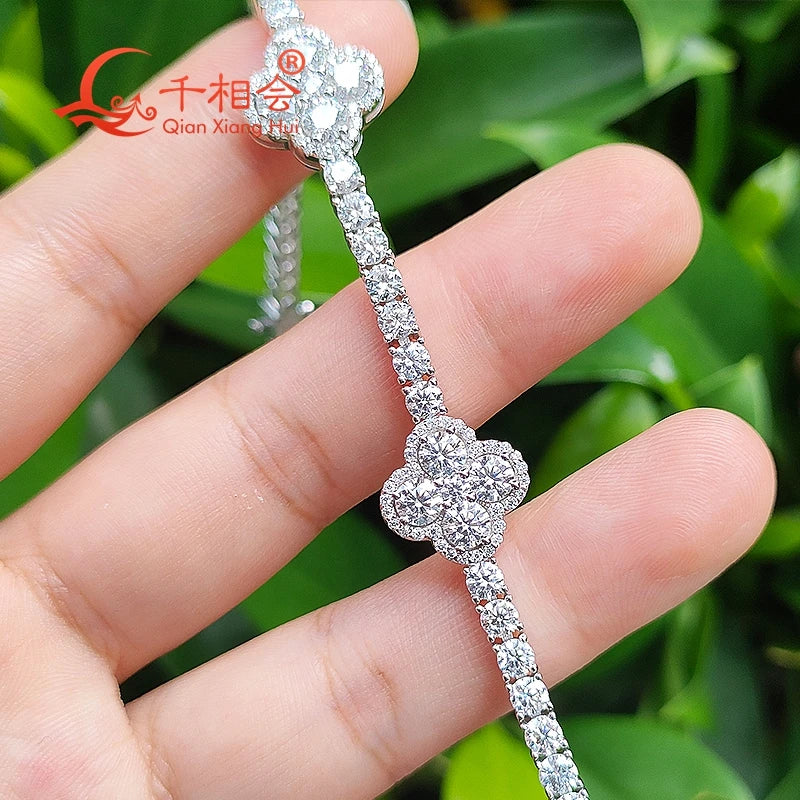 Pulsera de tenis de trébol de cuatro hojas de 12 mm y 3 mm