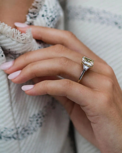 Anillo de mujer JOVOVASMILE moissanita amarilla 5 quilates 10x10mm corte Asscher Original 9k 18k oro blanco 585 joyería de dos tonos para fiesta