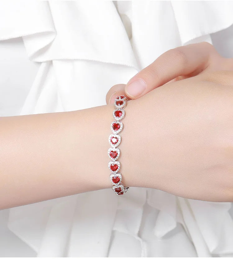 Pulsera de corindón rojo y platino PT950