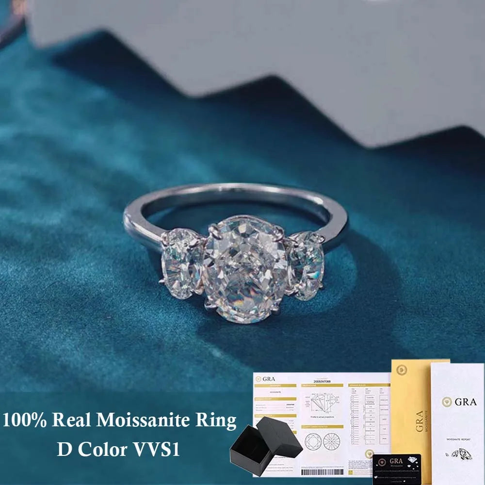 Anillo de compromiso de moissanita de corte ovalado de 3/6 quilates