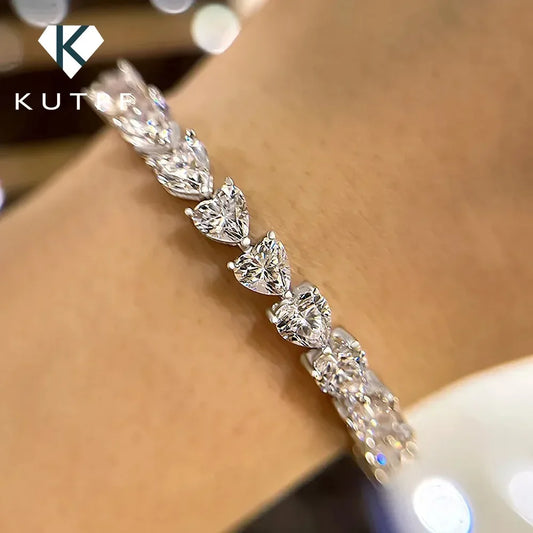 Pulsera de moissanita corte de corazón