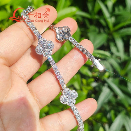 Pulsera de tenis de trébol de cuatro hojas de 12 mm y 3 mm