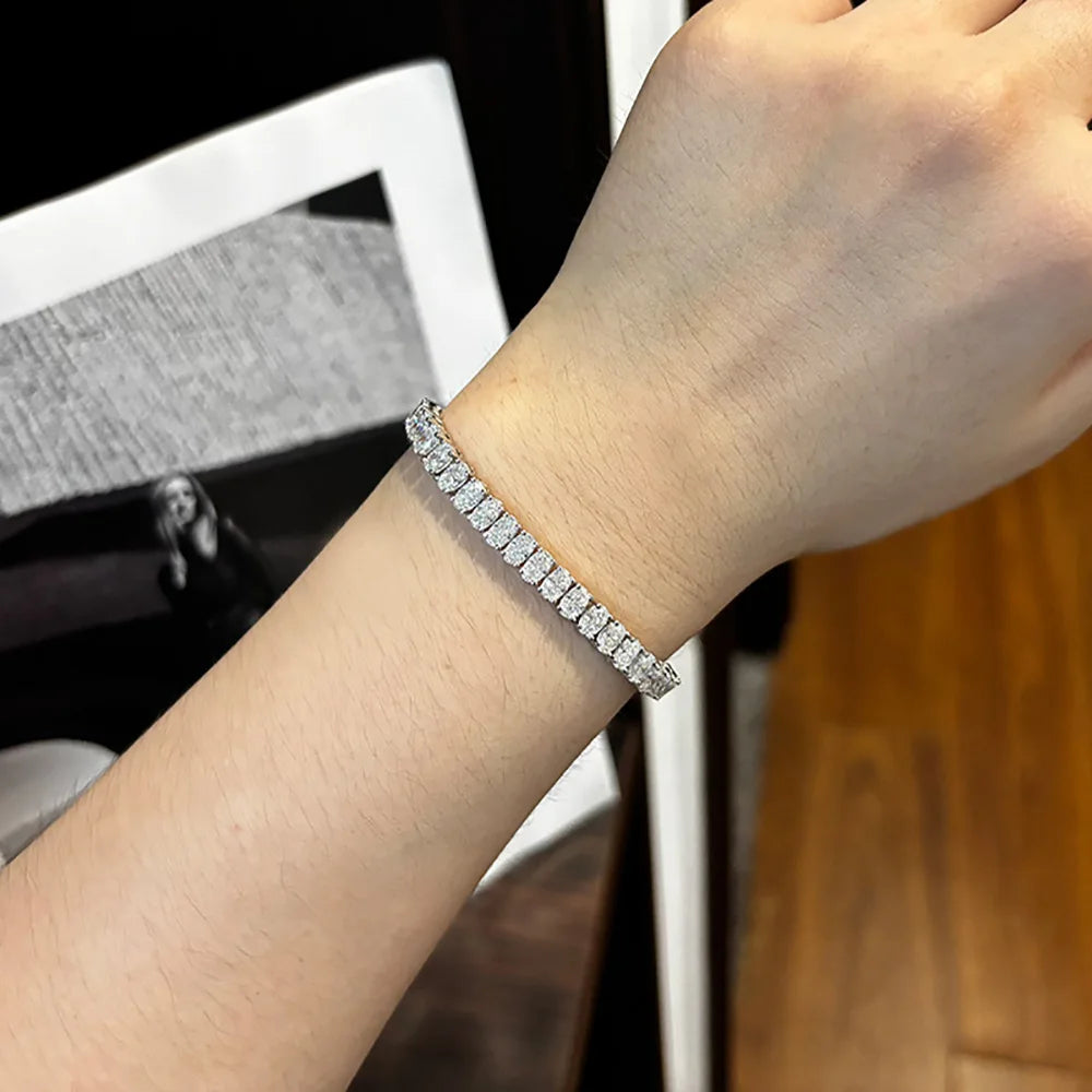 Pulsera tenis de moissanita corte ovalado