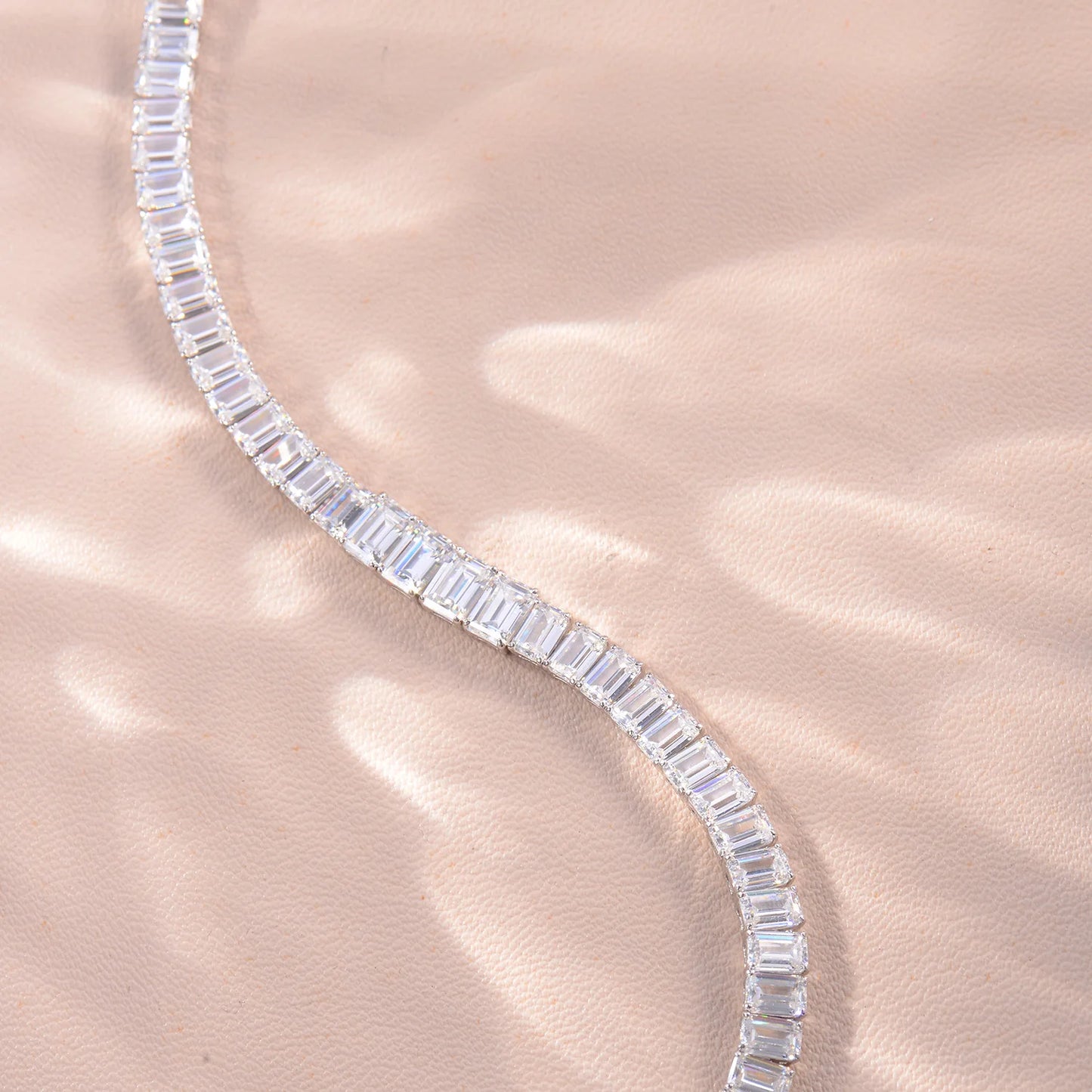 Pulsera de moissanita corte Princess 17cm