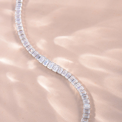 Pulsera de moissanita corte Princess 17cm