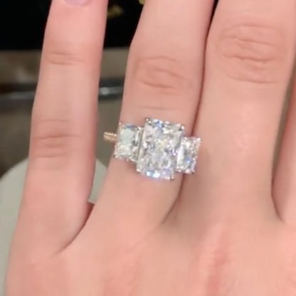 Anillo de compromiso de moissanita JOVOVASMILE de 4,5 quilates, 11x8mm, oro de 18k, hielo triturado, radiante, alianza de boda de eternidad 3/4 para mujer