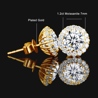 Aretes de plata con moissanita de 1.2 quilates