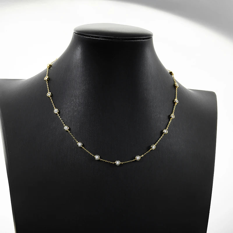 Cadena ajustable de plata de ley con moissanita 3mm