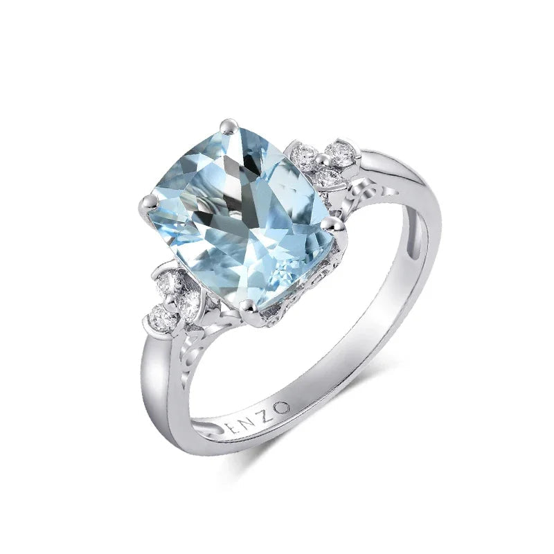 Anillo de Compromiso Aguamarina