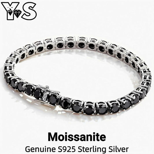 ‌ Pulsera de tenis de moissanita negra