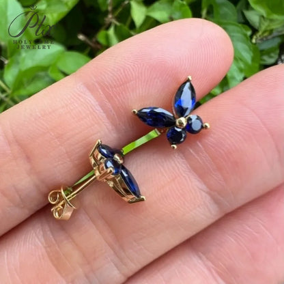 Juego de aretes mariposa de moissanita
