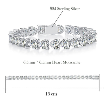 Pulsera de moissanita corte de corazón