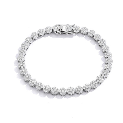 Pulseras de tenis con flor de moissanita completa
