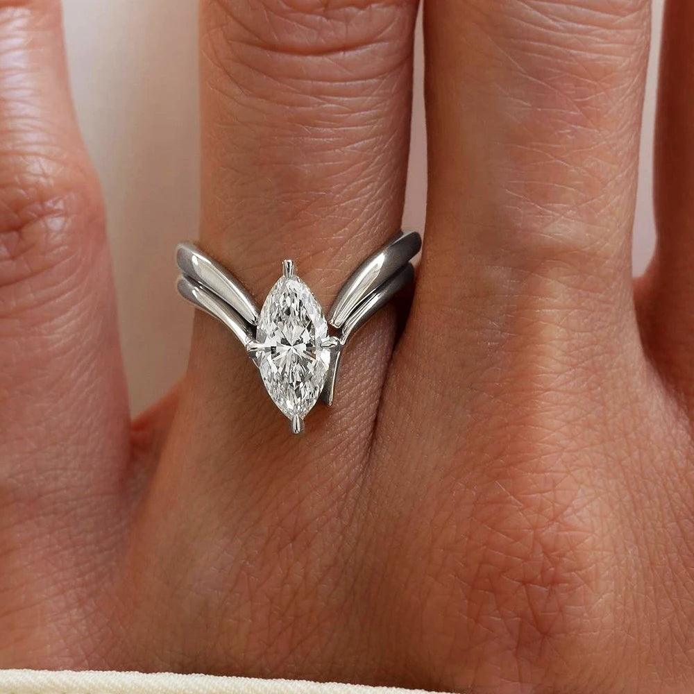 BXINY-Conjunto de anillos de moissanita de corte marquesa, placa de plata S925, oro de 18 quilates para mujer, certificado GRA, diamante de laboratorio, boda, regalos, joyería