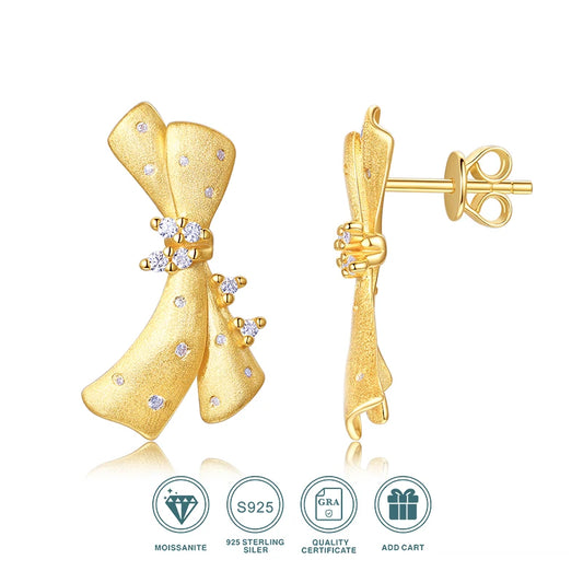Juego de pendientes de plata con baño de oro 18k