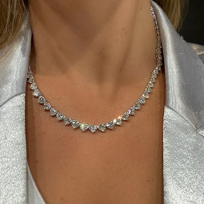 Cadena tennis de moissanita corte de corazón