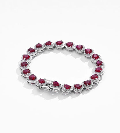 Pulsera de corindón rojo y platino PT950