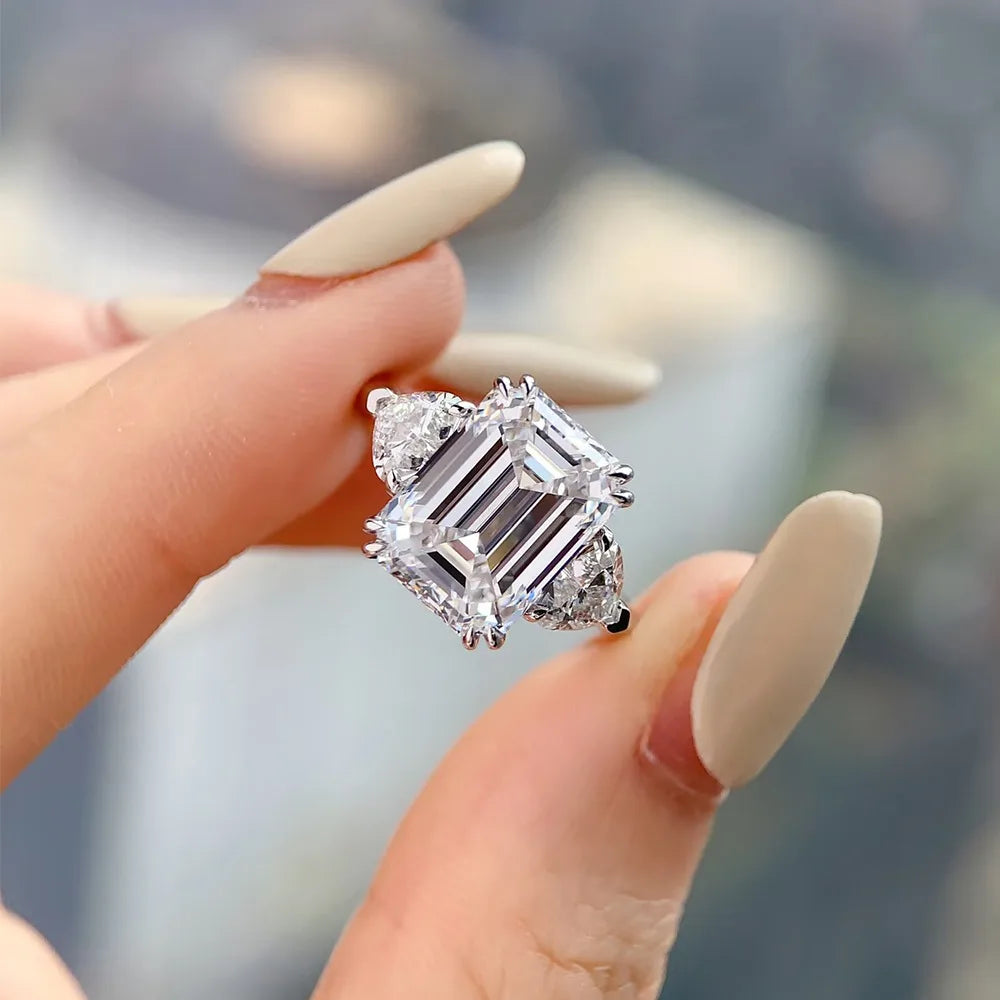 Anillo de Compromiso, Esmeralda con laterales 4ct