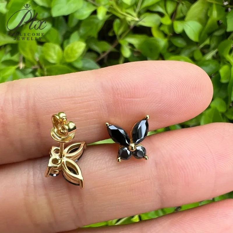 Juego de aretes mariposa de moissanita