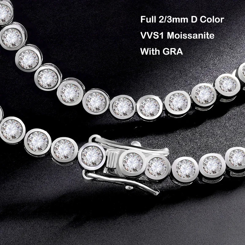 Cadena burbuja de moissanita 0.1ct de 3mm