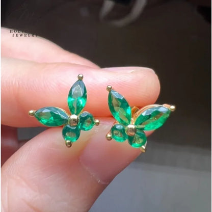 Juego de aretes mariposa de moissanita