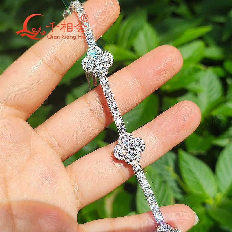 Pulsera de tenis de trébol de cuatro hojas de 12 mm y 3 mm