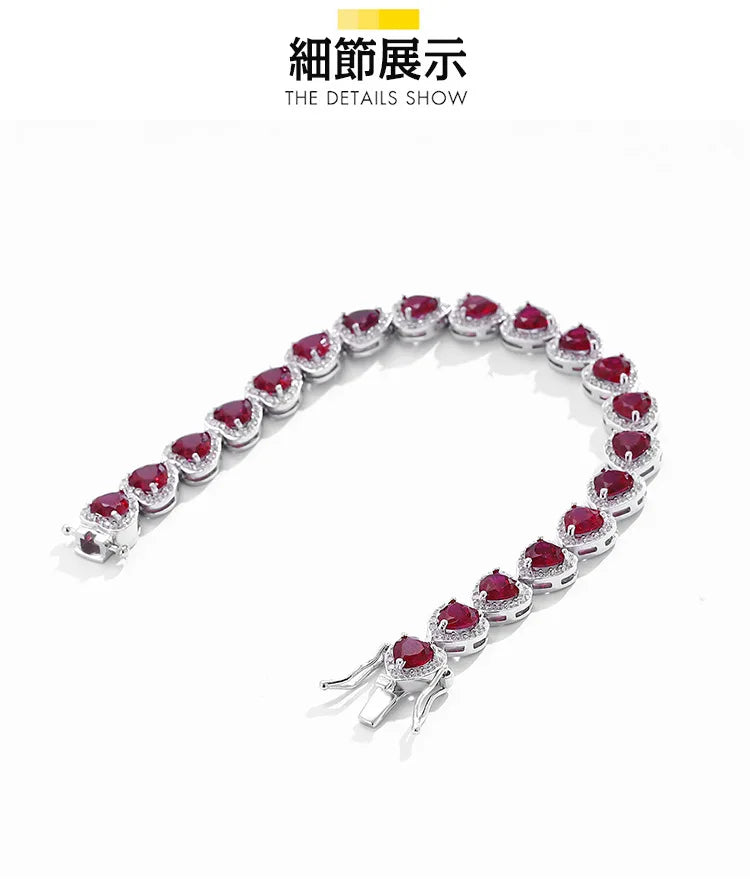 Pulsera de corindón rojo y platino PT950