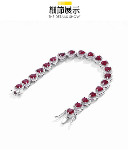 Pulsera de corindón rojo y platino PT950