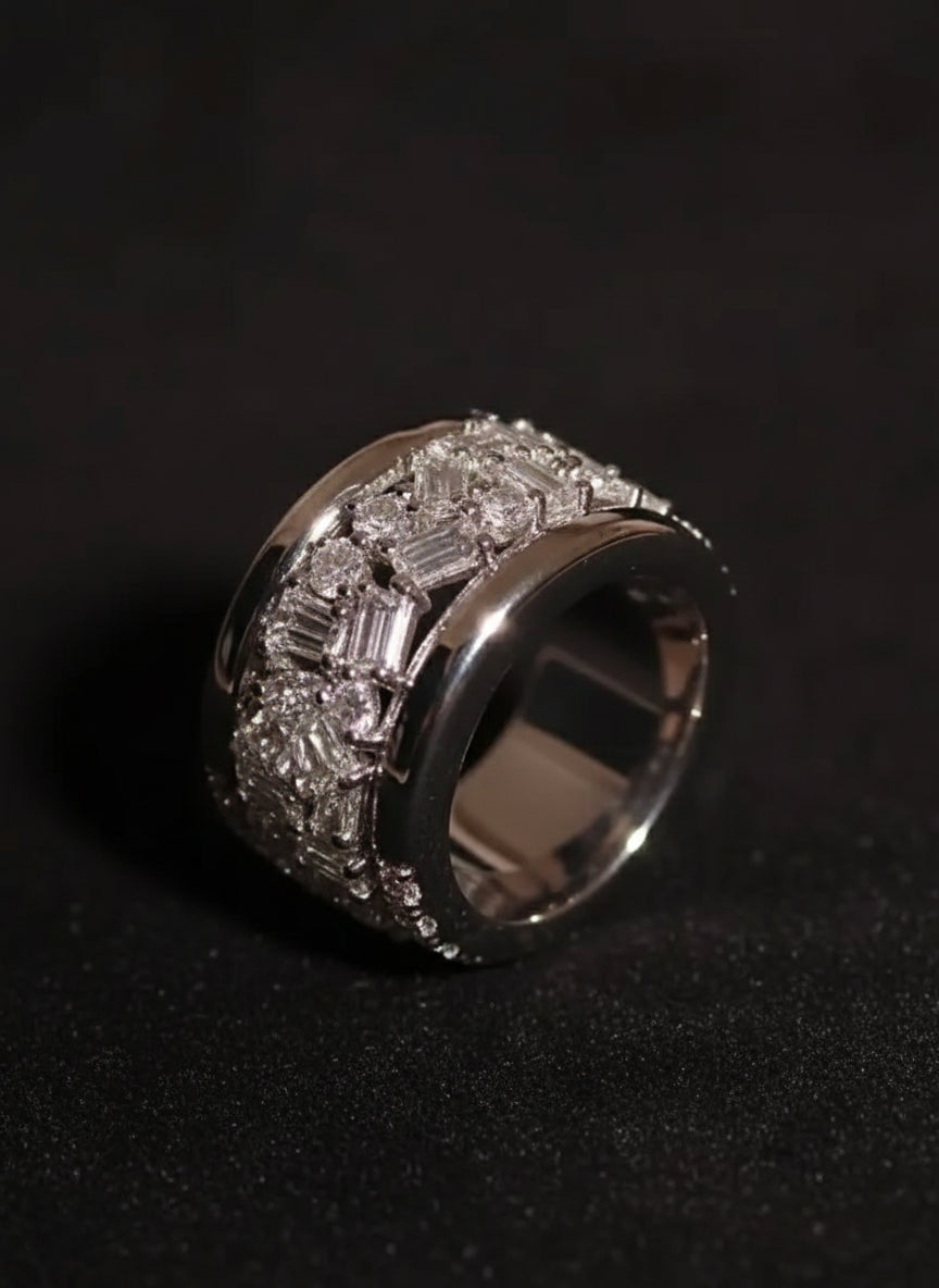 Anillo de plata de ley con moissanita blanca D VVS