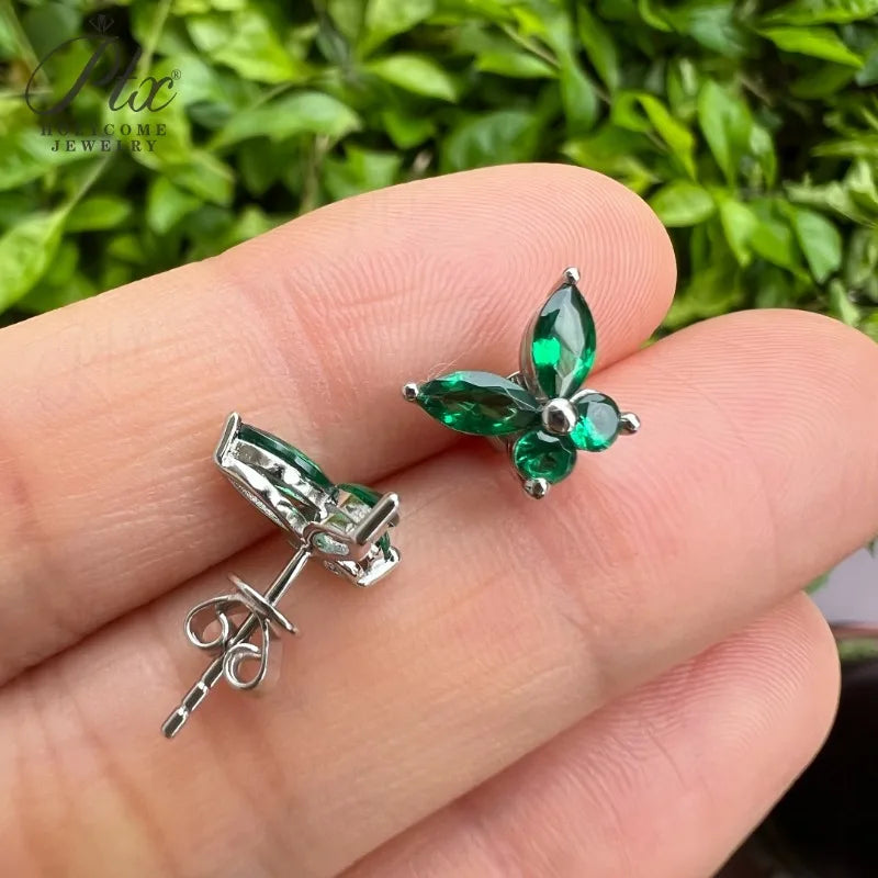 Juego de aretes mariposa de moissanita
