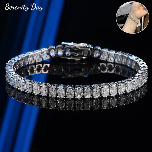 Pulsera tenis de moissanita corte ovalado