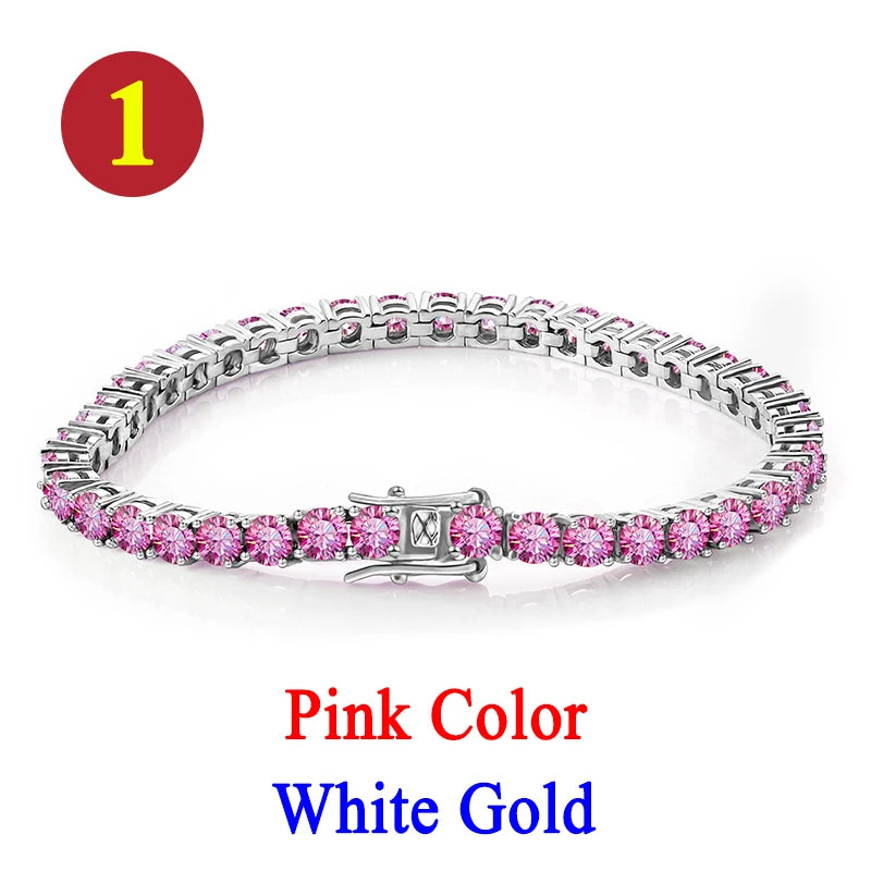 Pulsera tenis, moissanita vvs 3mm