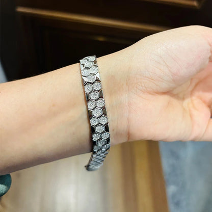 Pulsera de moissanita diseño de panal