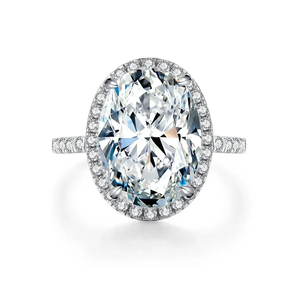 Anillo de compromiso solitario con halo, 10ct