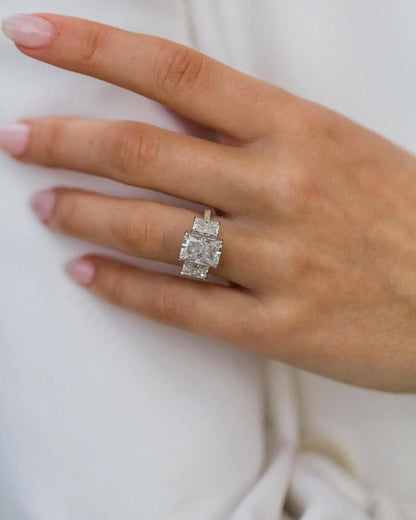 Anillo de compromiso de moissanita JOVOVASMILE de 4,5 quilates, 11x8mm, oro de 18k, hielo triturado, radiante, alianza de boda de eternidad 3/4 para mujer