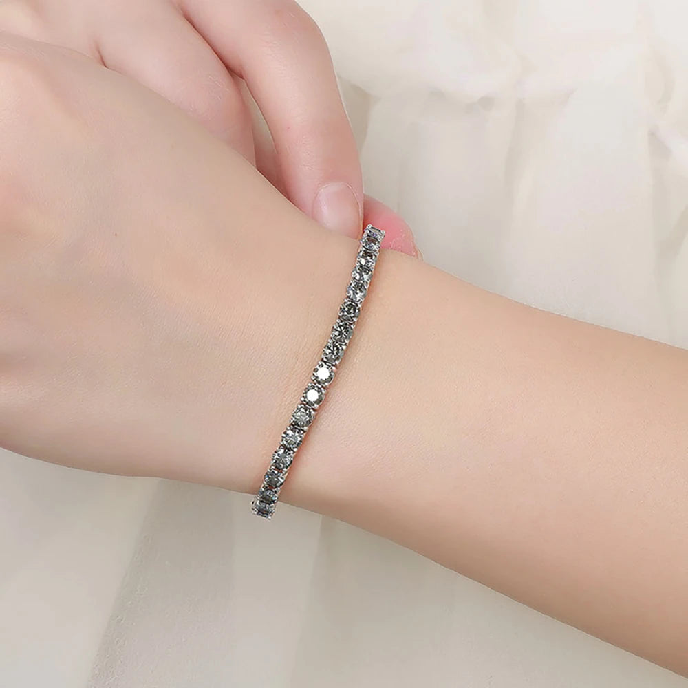 Pulsera tenis de moissanita gris