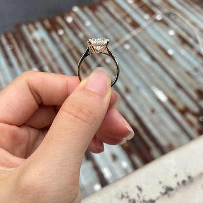 Anillo de compromiso de oro amarillo de 14k con ajuste de punta de piedra principal de 7 quilates con diamante de corte ovalado cultivado en laboratorio para mujer, joyería fina, certificado IGI