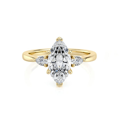 Anillo de compromiso de diamante Marquesa de oro de 14K y 18K para mujer, sortija de diamante cultivado en laboratorio, joyería fina con certificado IGI