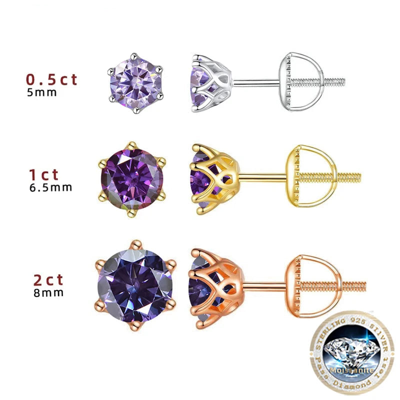 Aretes de moissanita 6 puntas