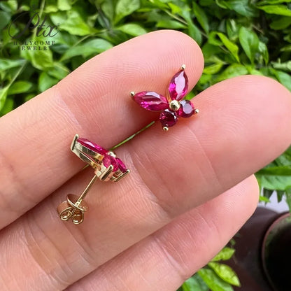 Juego de aretes mariposa de moissanita