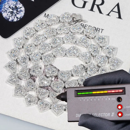Cadena de moissanita diseño de corazón brillante
