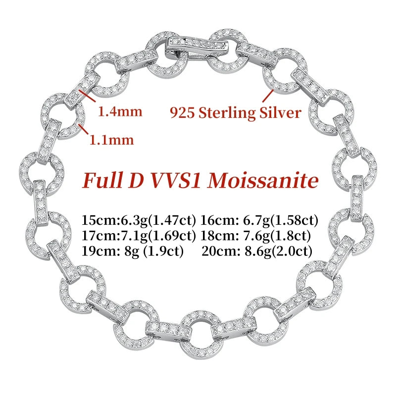 Pulseras de 3 mm con moissanita con forma de rombo