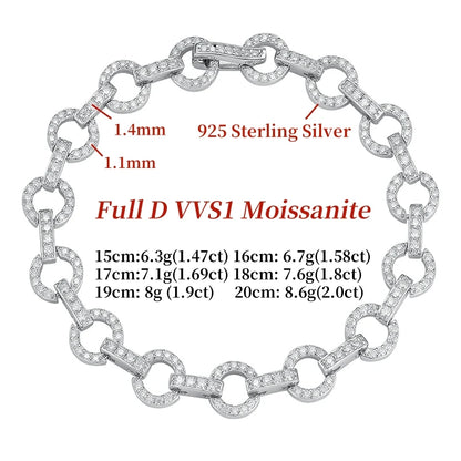 Pulseras de 3 mm con moissanita con forma de rombo