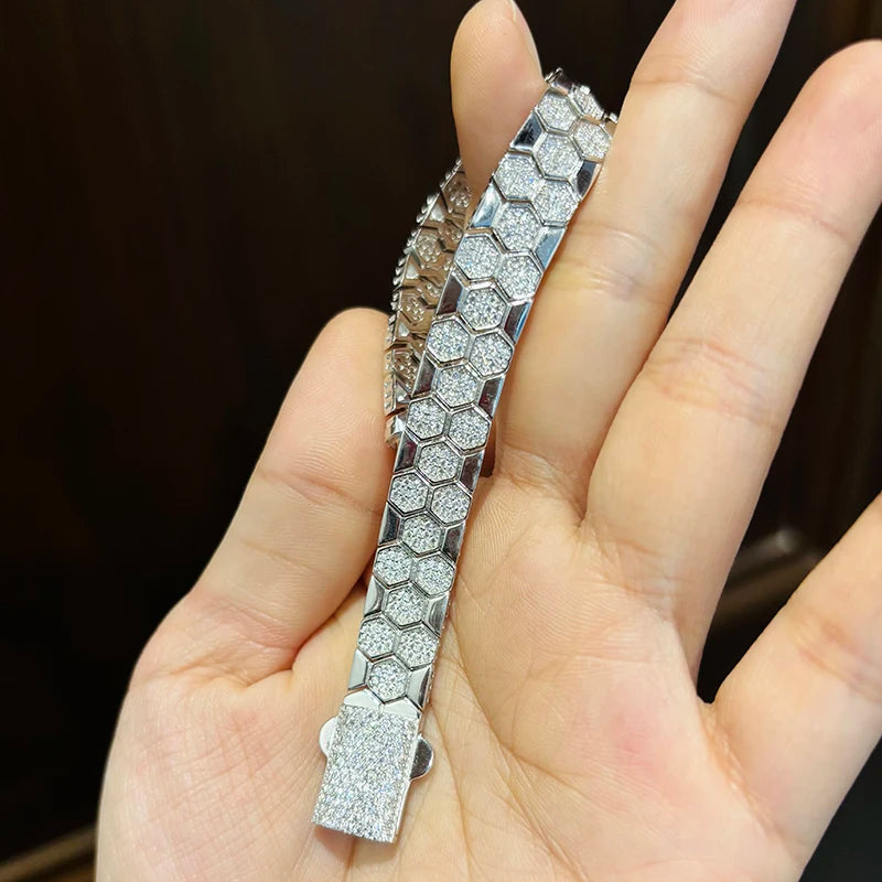 Pulsera de moissanita diseño de panal