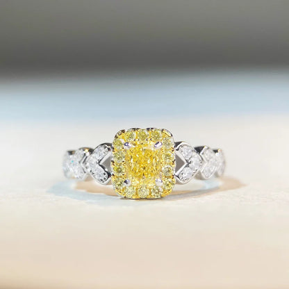 Anillo de diamante moissanita de cuatro garras de platino sólido de lujo PT950