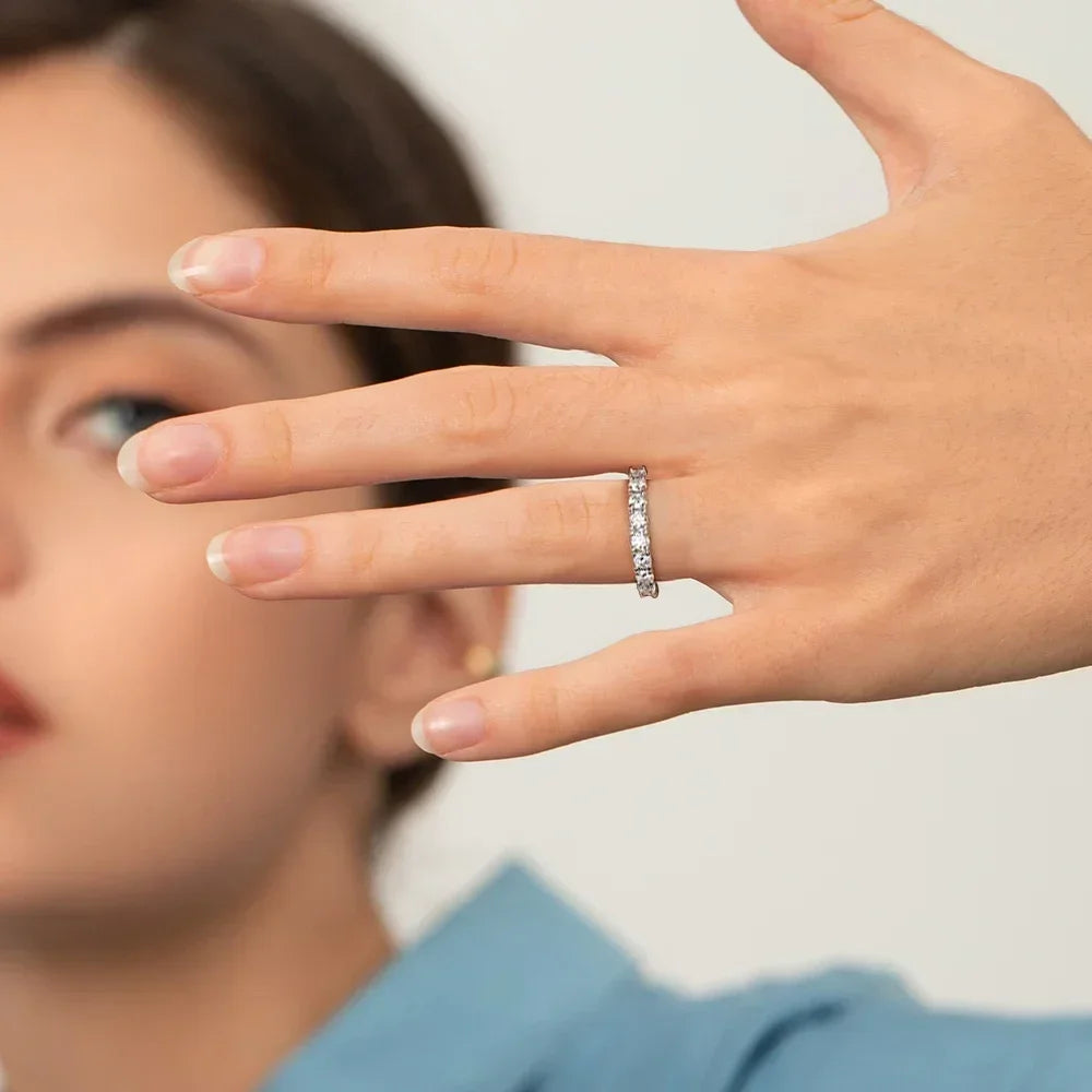 2/3mm anillos de moissanita, Unisex, plata 925, chapado el oro 18k