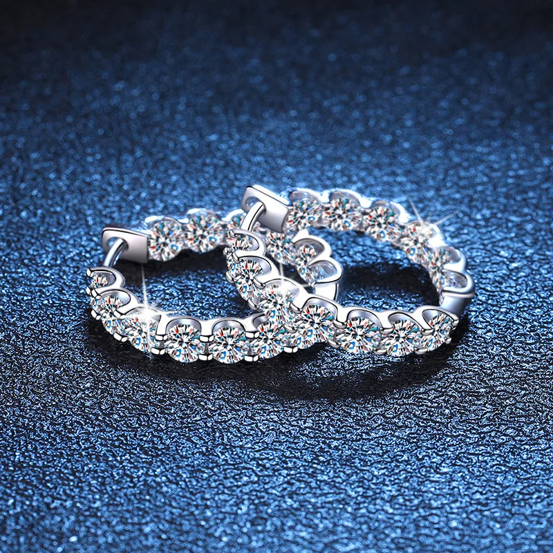 Arracadas de plata con moissanita, 2.6 quilates