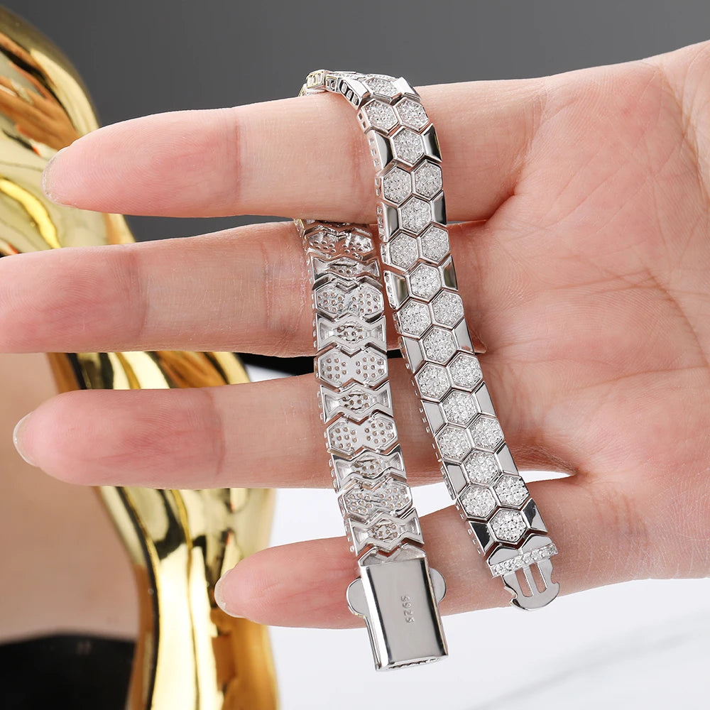 Pulsera de moissanita diseño de panal