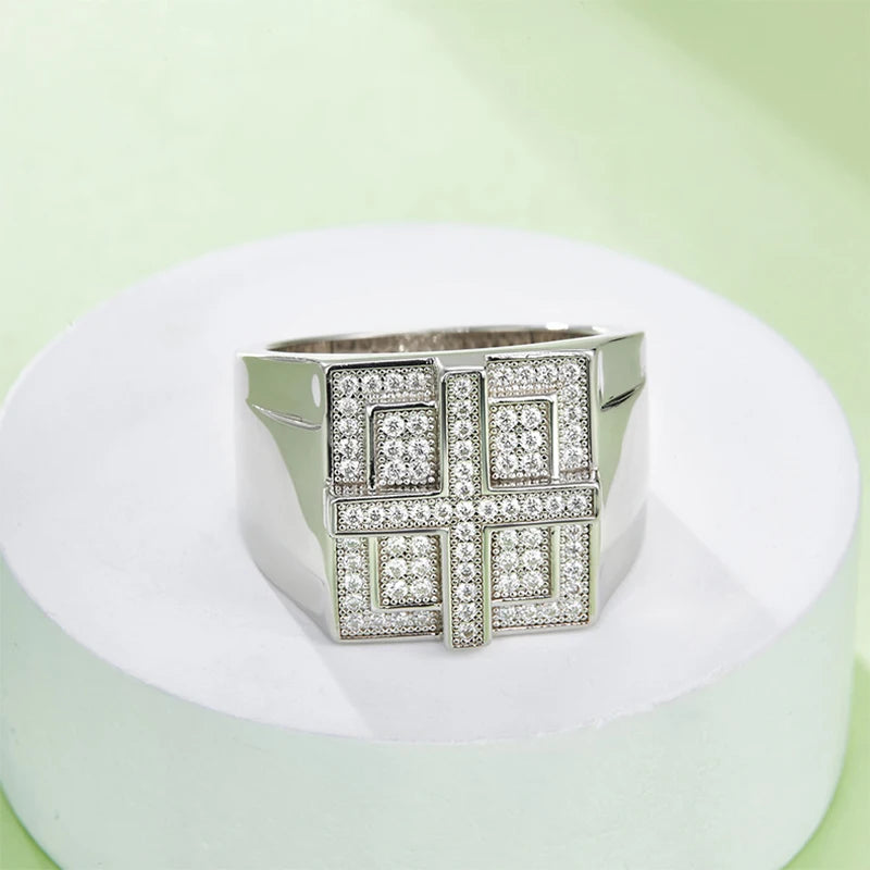 Anillo de moissanita completo para hombre